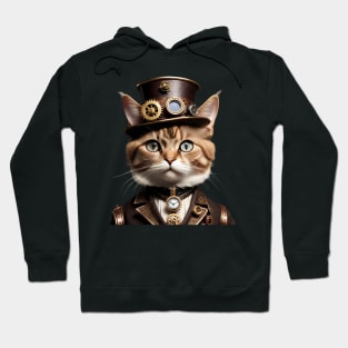 Funny Vintage Gothic Fashion Cyberpunk Gear Steampunk Cat Hoodie